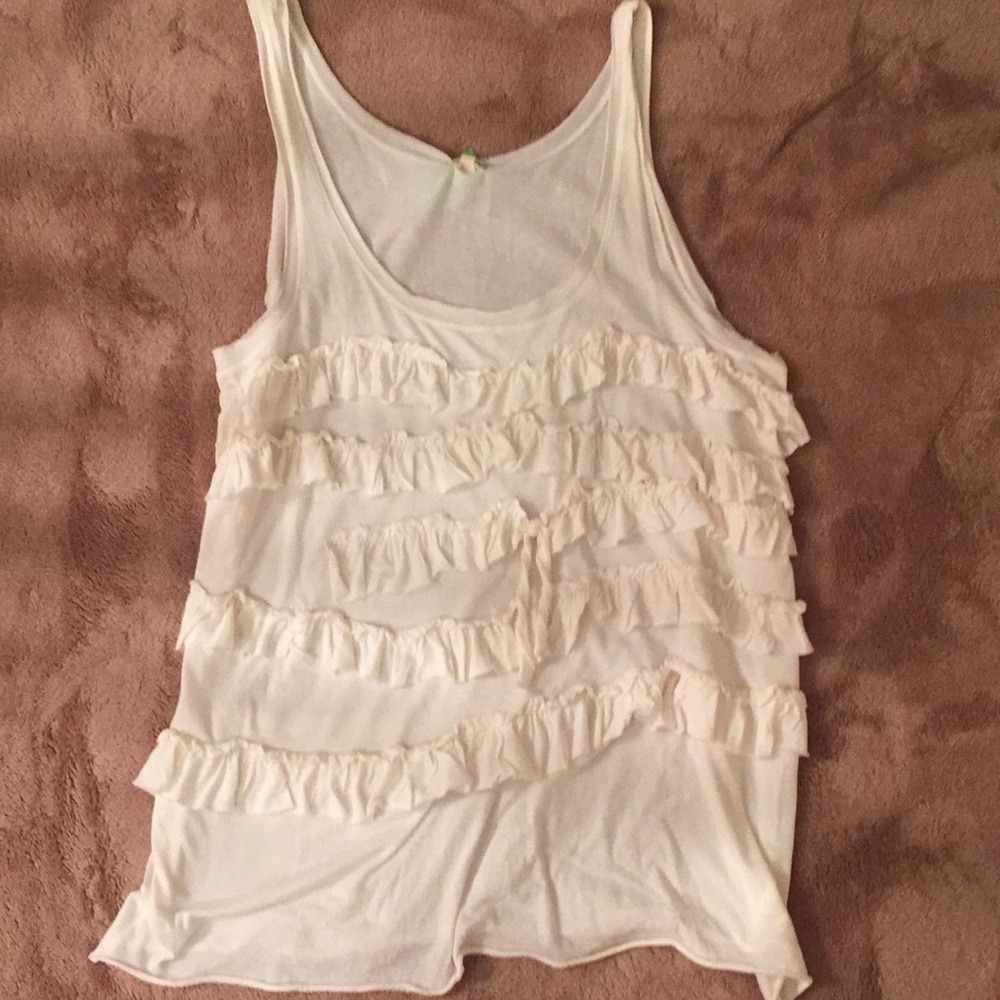 J. Crew off white ruffle tank large